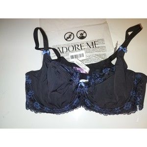 Zita Unlined Plus Bra Adore Me Black and Dark Blue 42 C